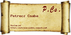 Petrecz Csaba névjegykártya